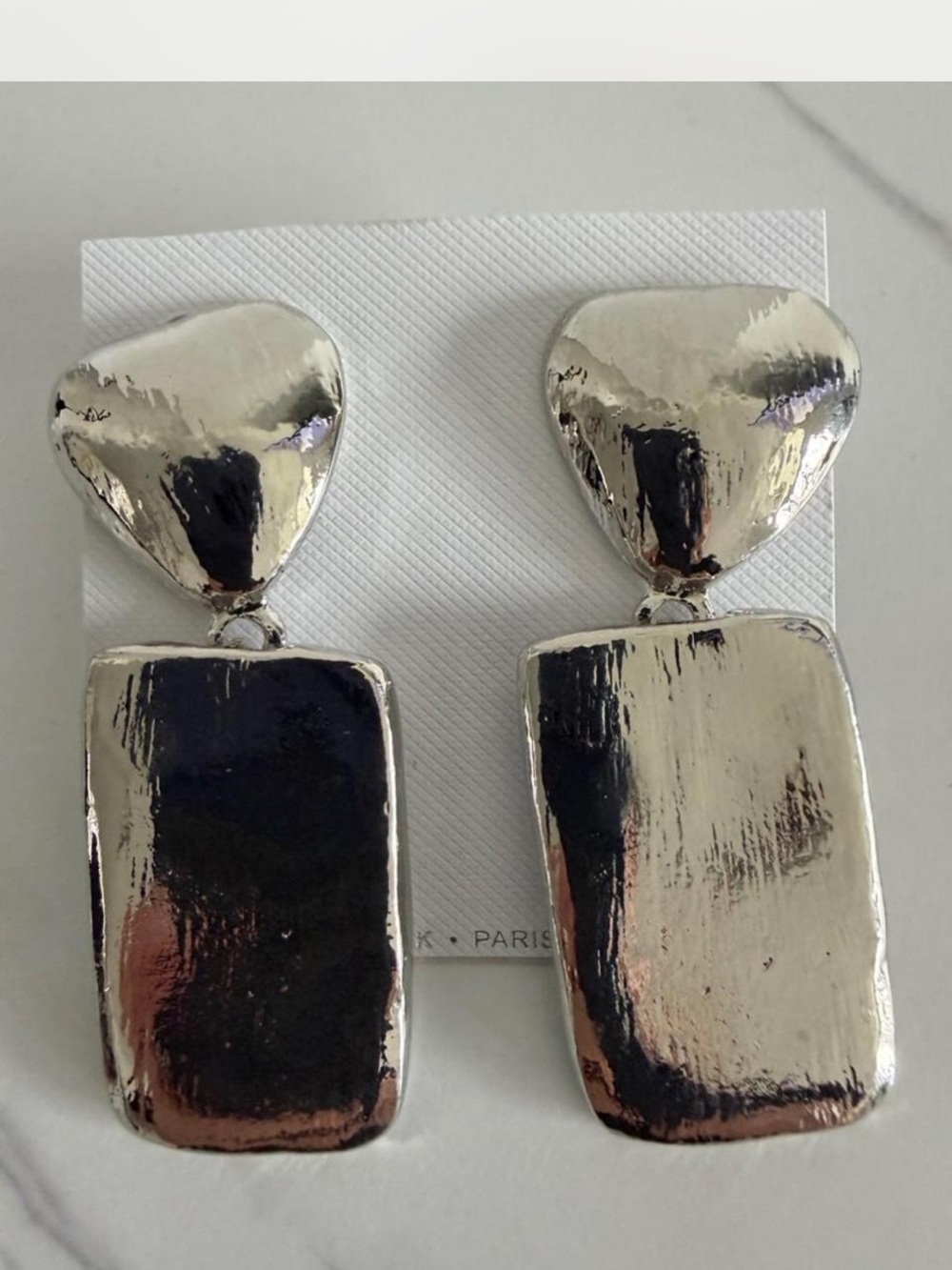Silver-Tone Geometric Drop Earrings